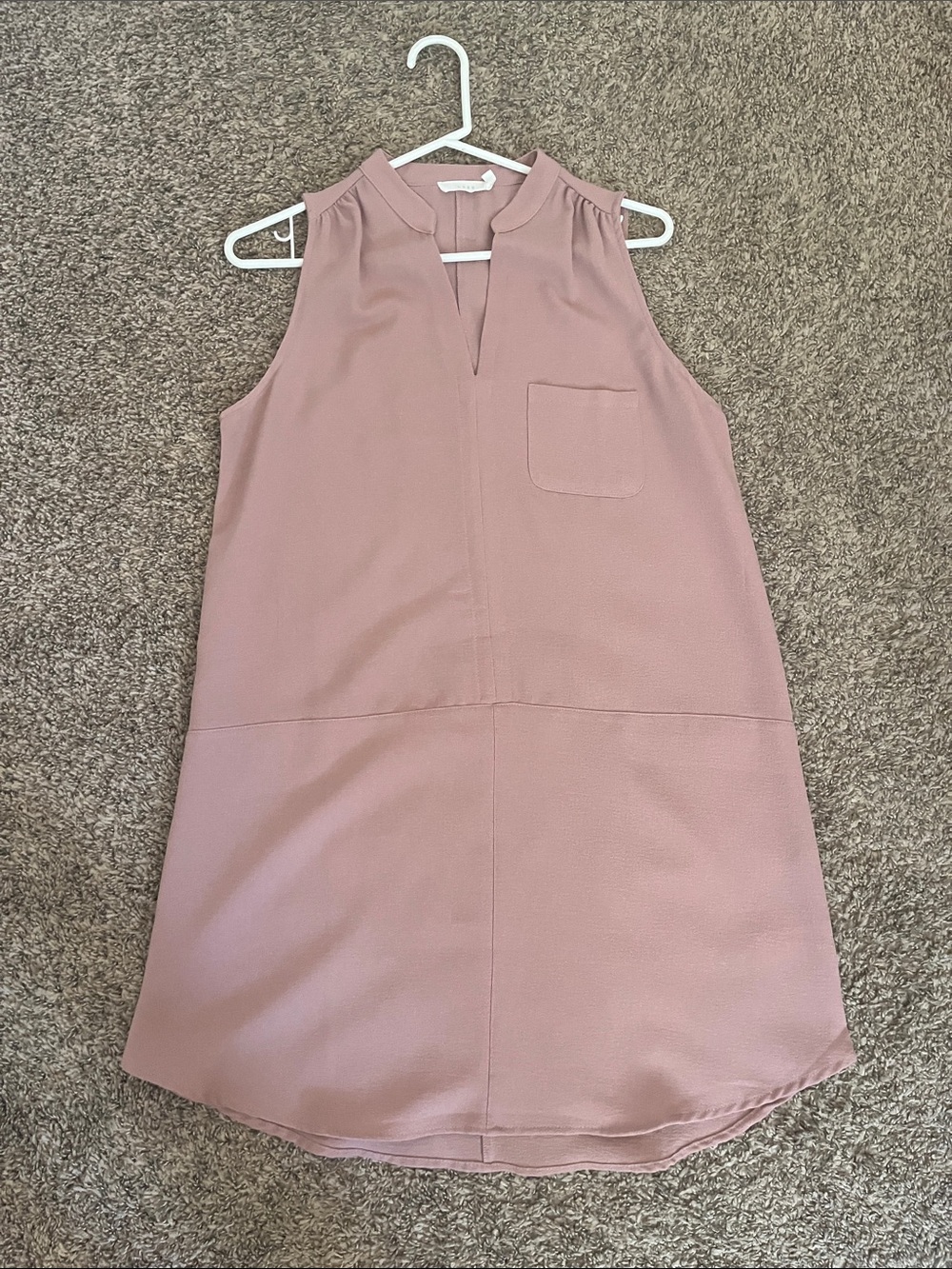 Lush Sleeveless Dusty Rose Shift Dress with Pocket